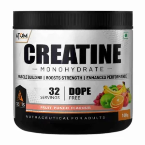 ATOM Creatine Monohydrate Fruit Punch – Dope Free Performance Enhancer 32 Servings
