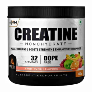 ATOM Creatine Monohydrate Fruit Punch – Dope Free Performance Enhancer 32 Servings